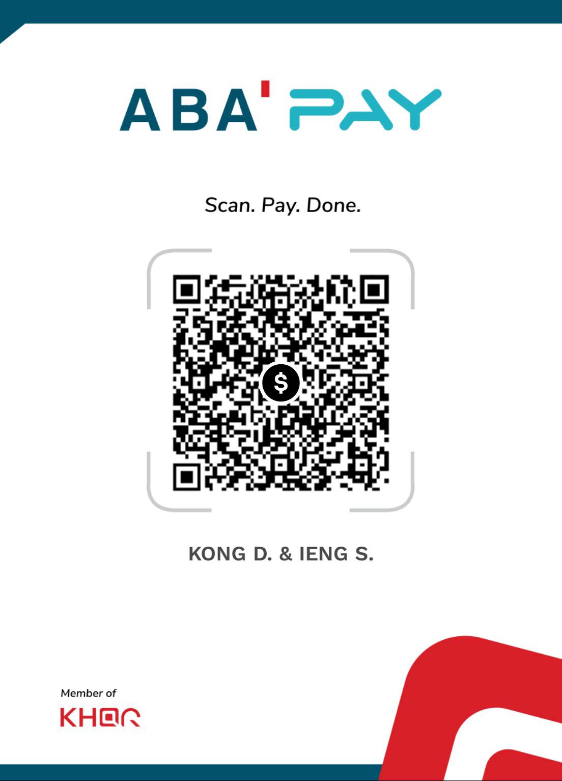 ABA PAY QR សម្រាប់ KONG D. & IENG S.